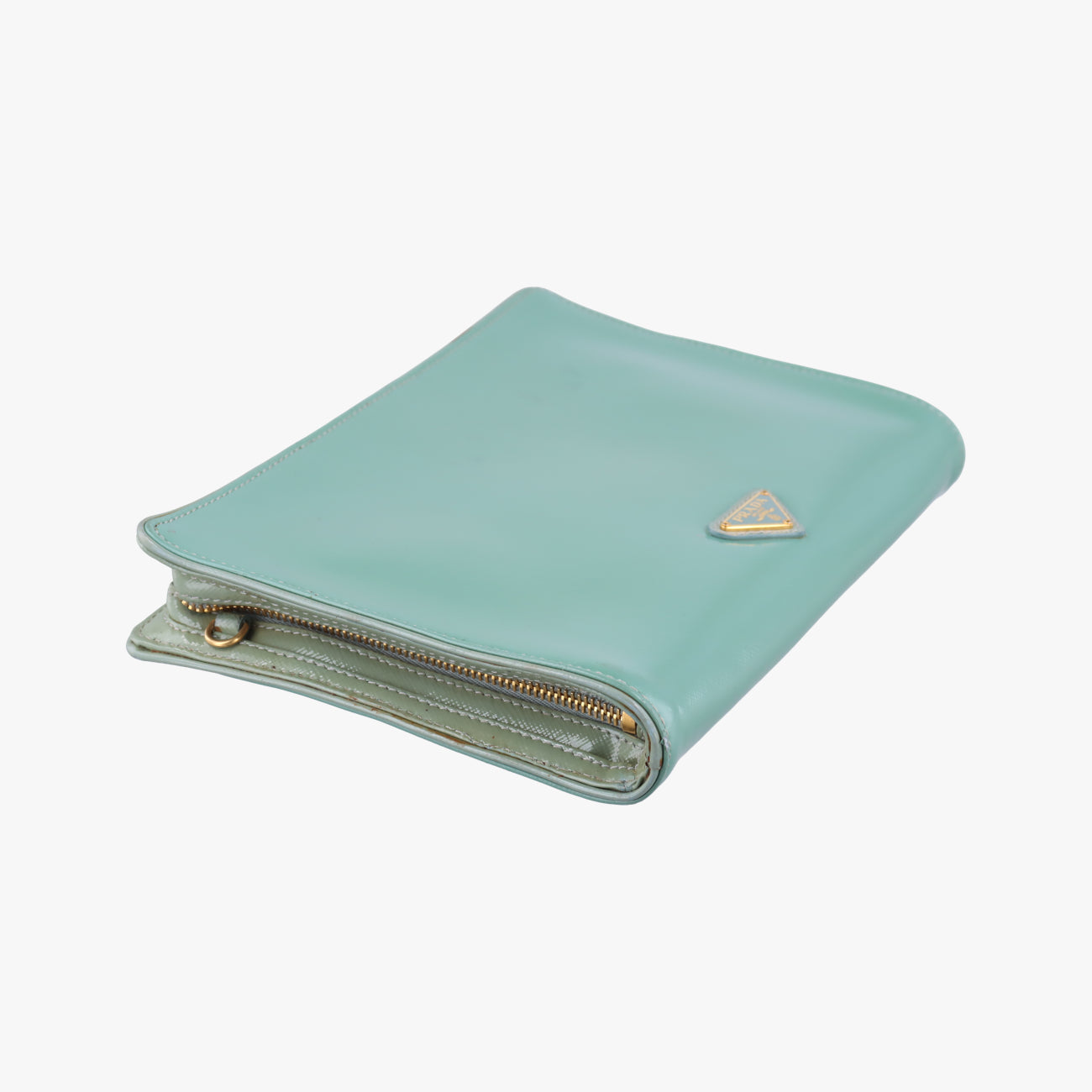 Pre-owned Prada Stylish Green×White×Yellow Patent  shoulderbag | stylenewstar