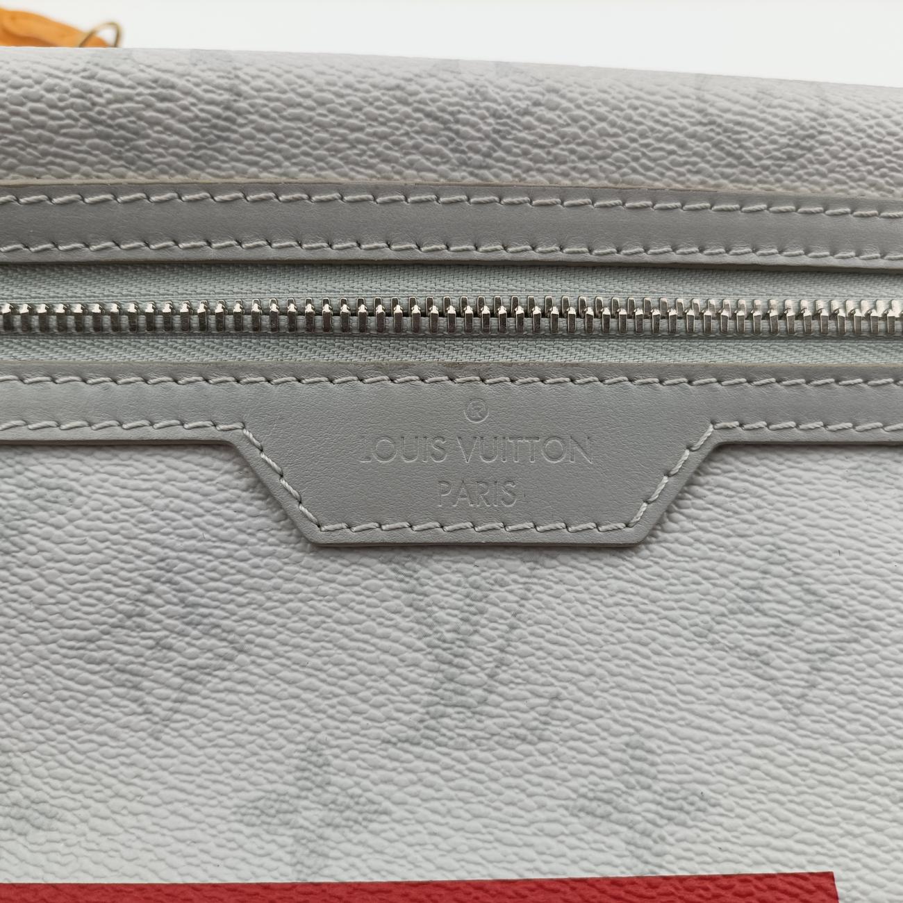 Pre-owned Louis Vuitton Flat Messenger Gray×Orange Monogram canvas x Monogram denim M44640 shoulderbag | stylenewstar