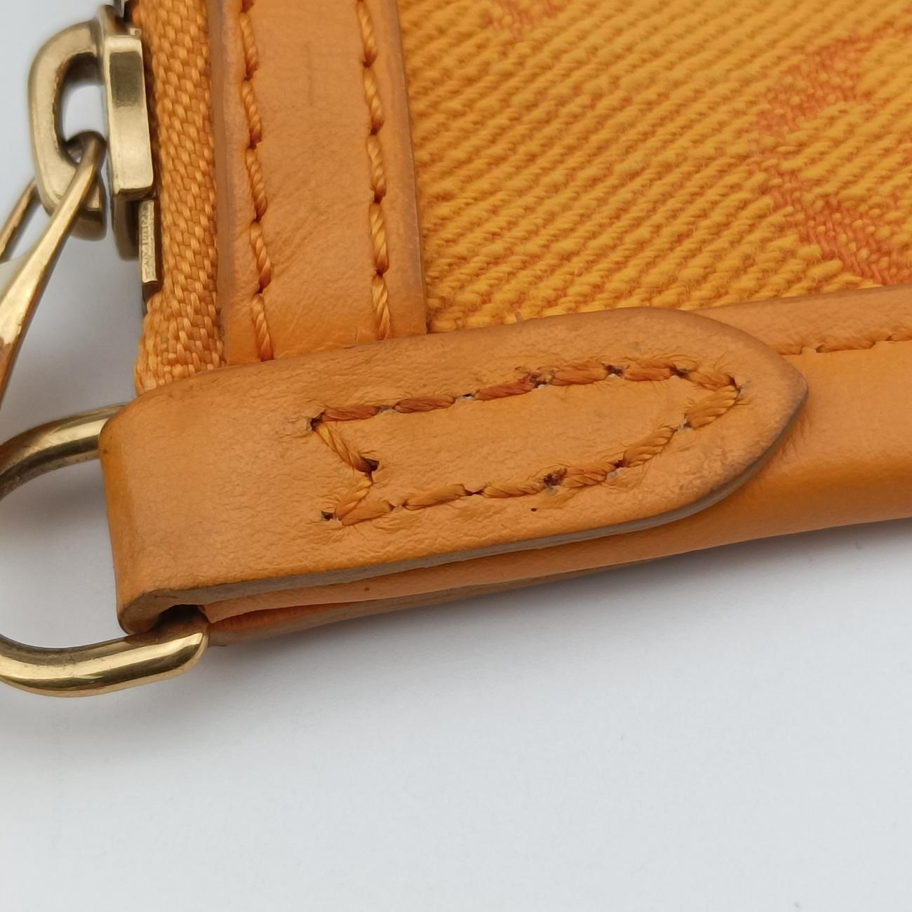 Pre-owned Louis Vuitton Flat Messenger Gray×Orange Monogram canvas x Monogram denim M44640 shoulderbag | stylenewstar