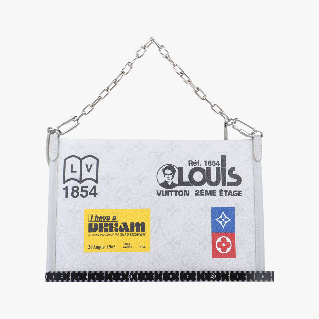 Pre-owned Louis Vuitton Flat Messenger Gray×Orange Monogram canvas x Monogram denim M44640 shoulderbag | stylenewstar