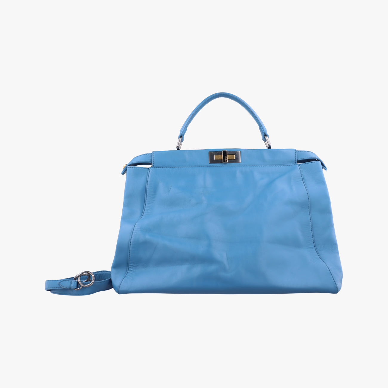 Pre-owned Fendi PEEKABOO Large Blue Leather 8BN210 shoulderbag | stylenewstar