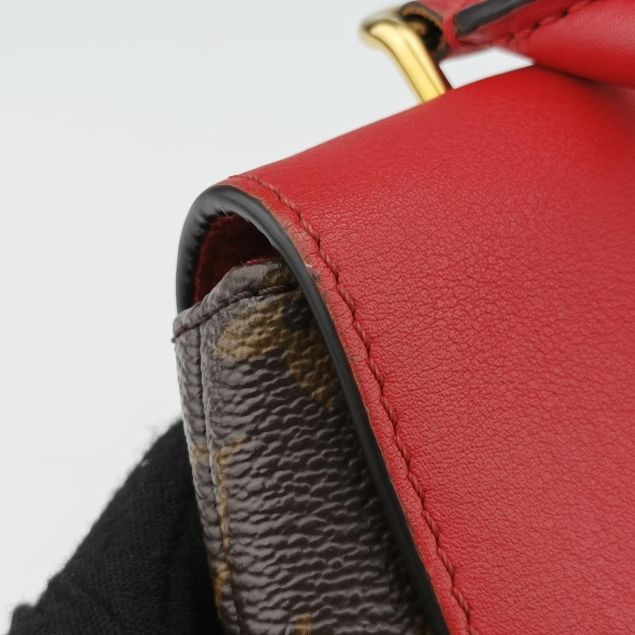 Pre-owned Louis Vuitton Rocky BB Monogram/Brown x Red Monogram canvas x calf leather M44322 shoulderbag | stylenewstar