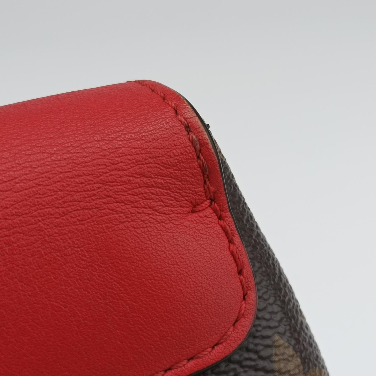 Pre-owned Louis Vuitton Rocky BB Monogram/Brown x Red Monogram canvas x calf leather M44322 shoulderbag | stylenewstar