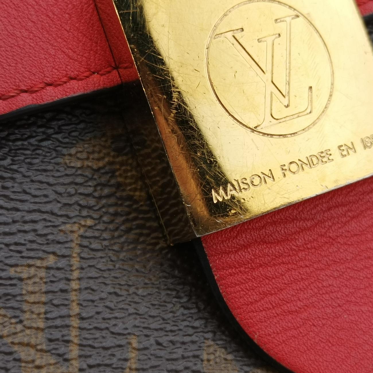 Pre-owned Louis Vuitton Rocky BB Monogram/Brown x Red Monogram canvas x calf leather M44322 shoulderbag | stylenewstar