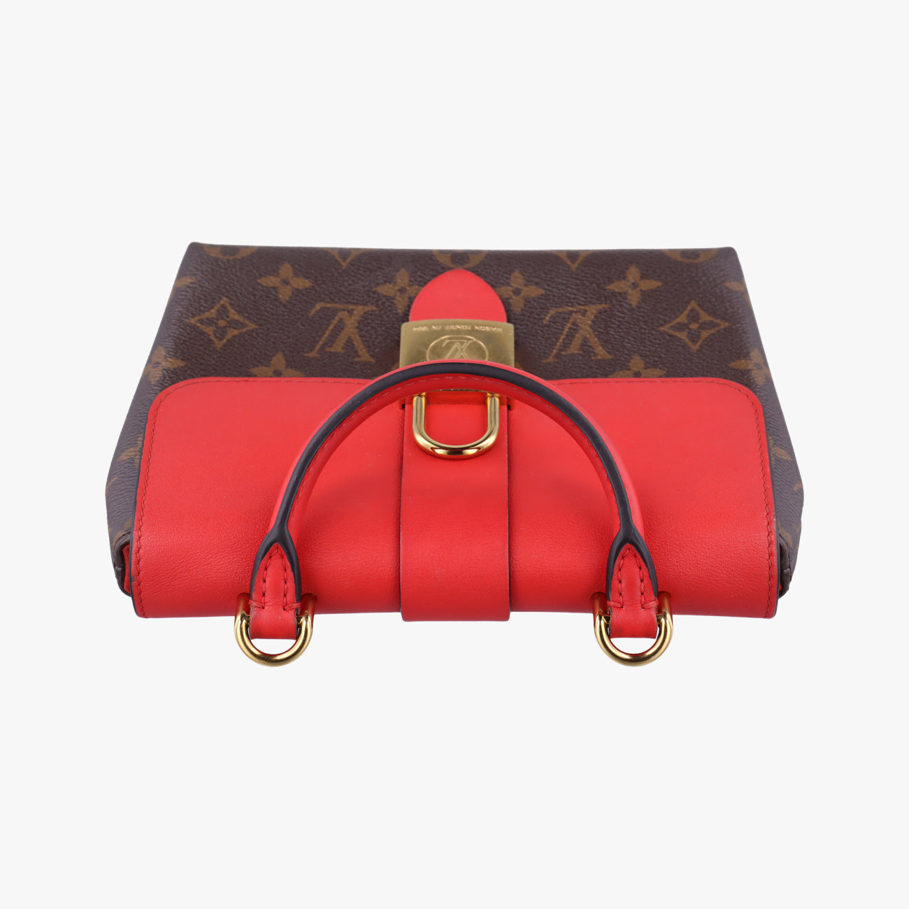 Pre-owned Louis Vuitton Rocky BB Monogram/Brown x Red Monogram canvas x calf leather M44322 shoulderbag | stylenewstar