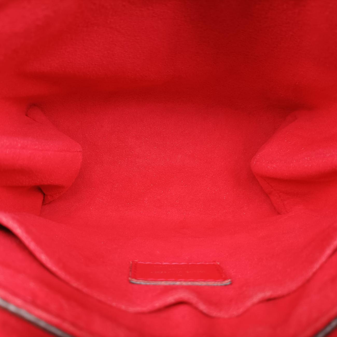 Pre-owned Louis Vuitton Rocky BB Monogram/Brown x Red Monogram canvas x calf leather M44322 shoulderbag | stylenewstar