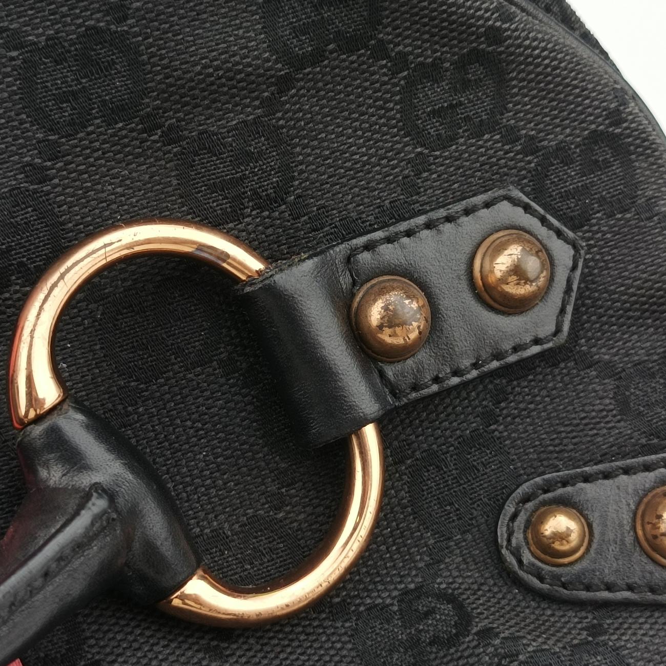 Secondhand Gucci Horsebit Black Canvas × Velour 129699 handbag | stylenewstar
