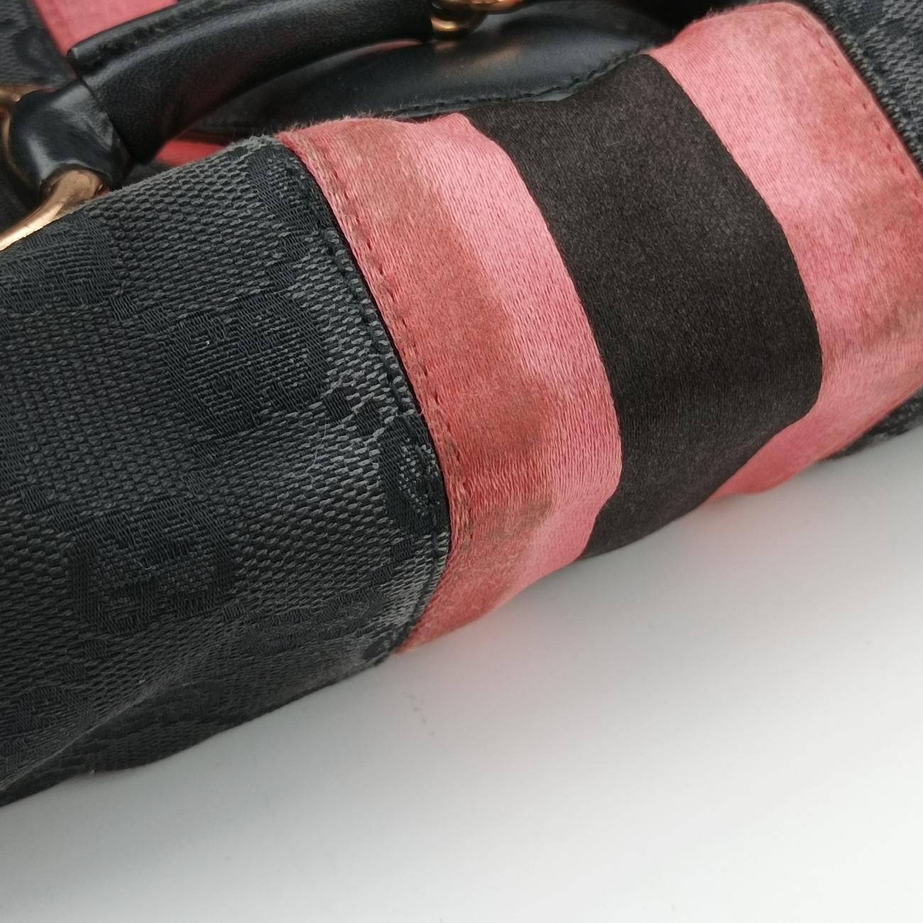 Secondhand Gucci Horsebit Black Canvas × Velour 129699 handbag | stylenewstar