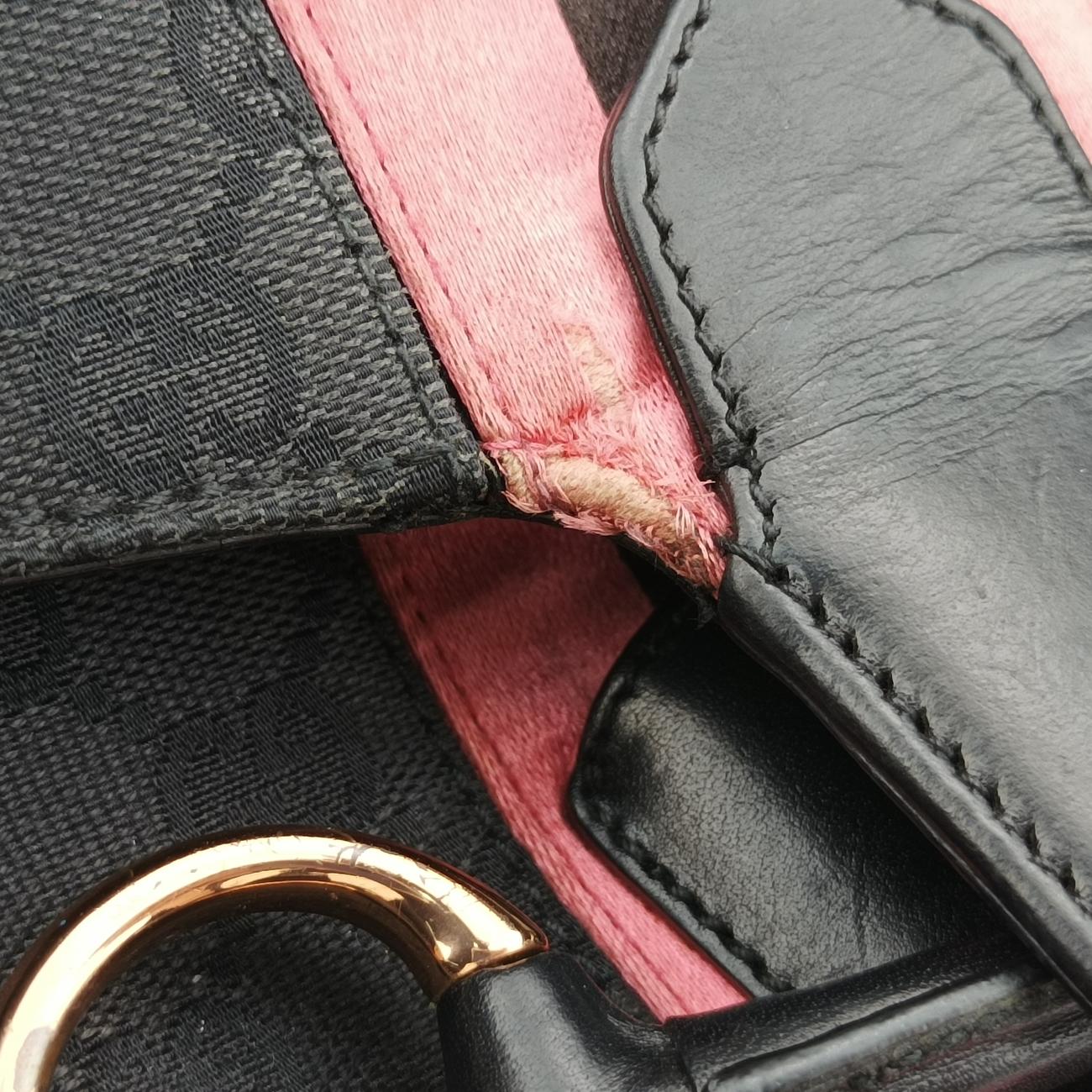 Secondhand Gucci Horsebit Black Canvas × Velour 129699 handbag | stylenewstar