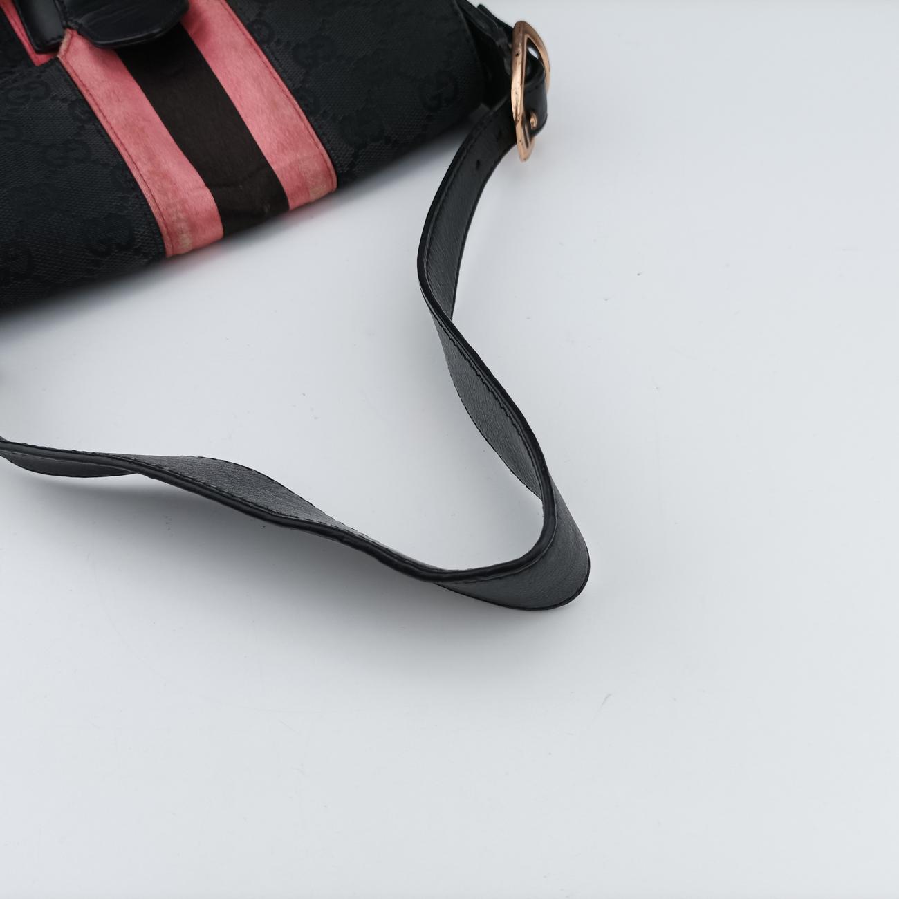 Secondhand Gucci Horsebit Black Canvas × Velour 129699 handbag | stylenewstar