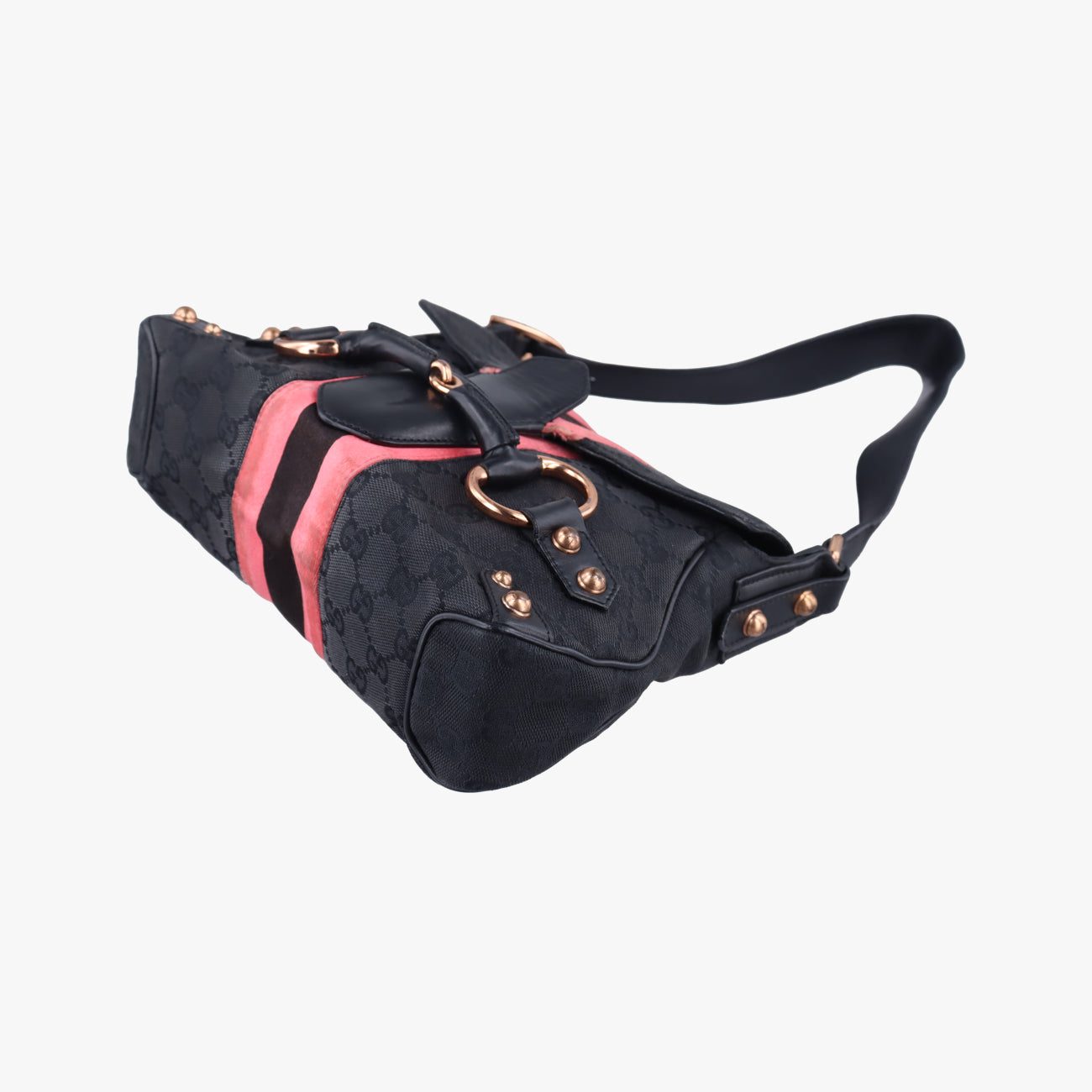 Secondhand Gucci Horsebit Black Canvas × Velour 129699 handbag | stylenewstar