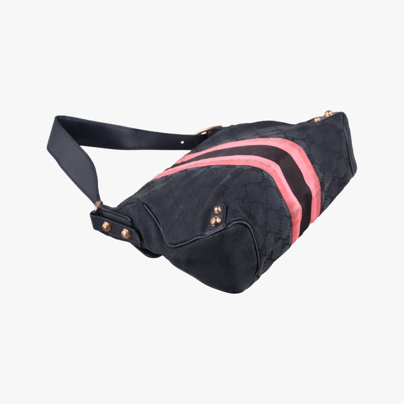 Secondhand Gucci Horsebit Black Canvas × Velour 129699 handbag | stylenewstar