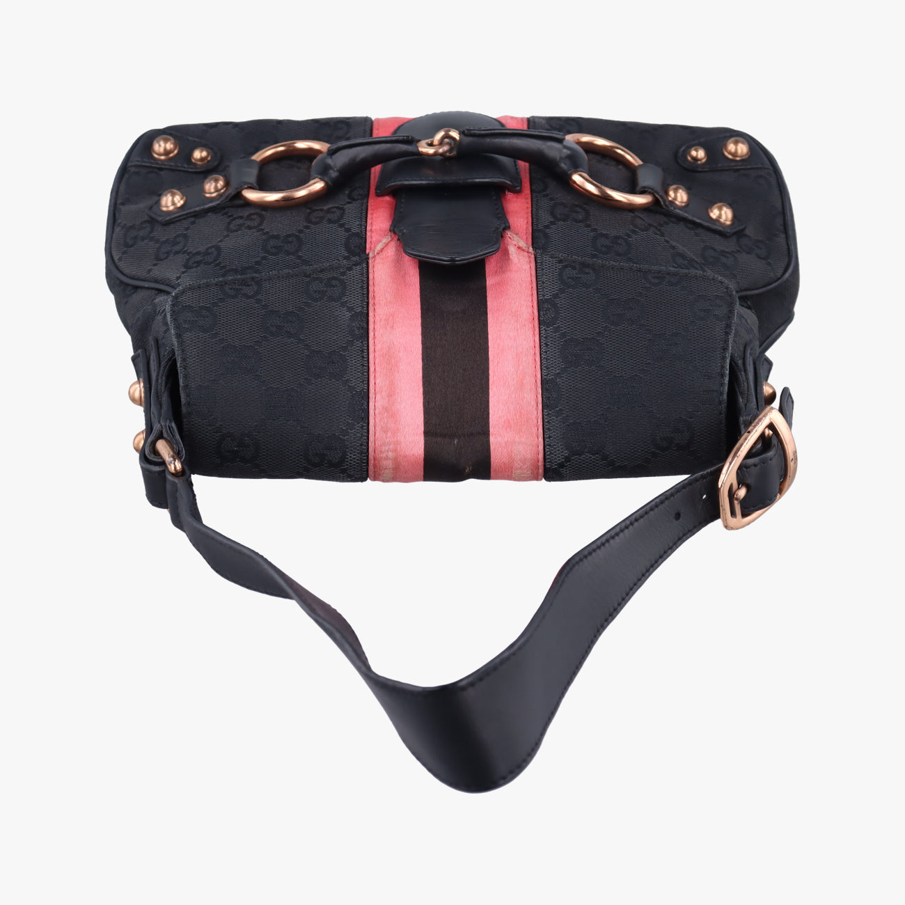 Secondhand Gucci Horsebit Black Canvas × Velour 129699 handbag | stylenewstar