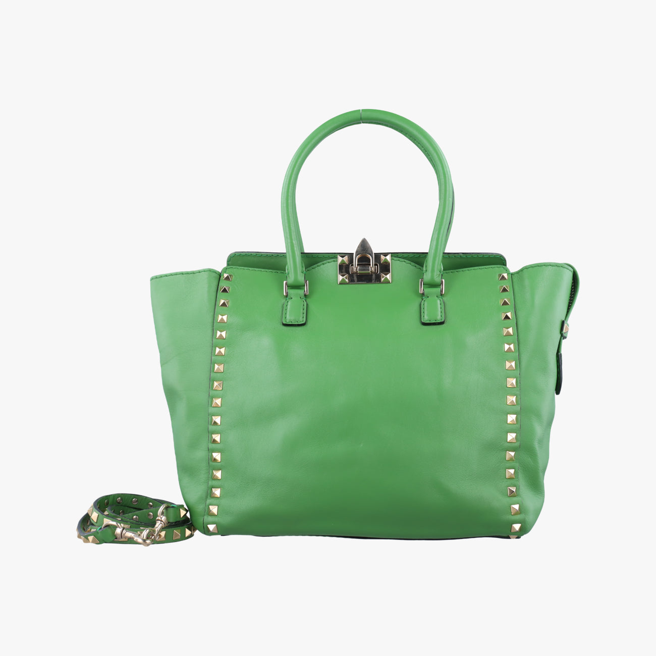 Pre-owned Valentino Rockstud Green Leather  shoulderbag | stylenewstar