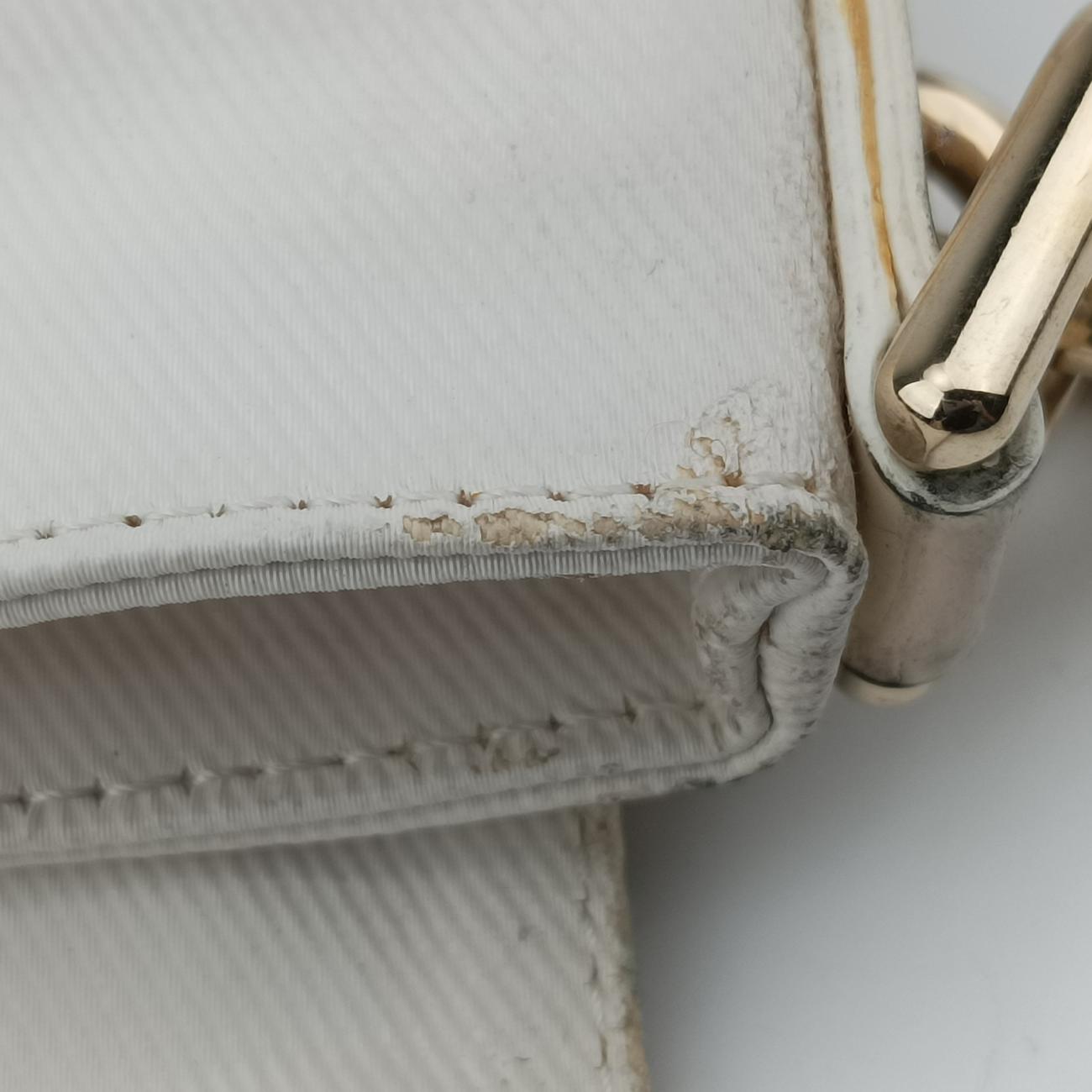 Pre-owned Fendi Mia Flap White Canvas 8BT163 shoulderbag | stylenewstar