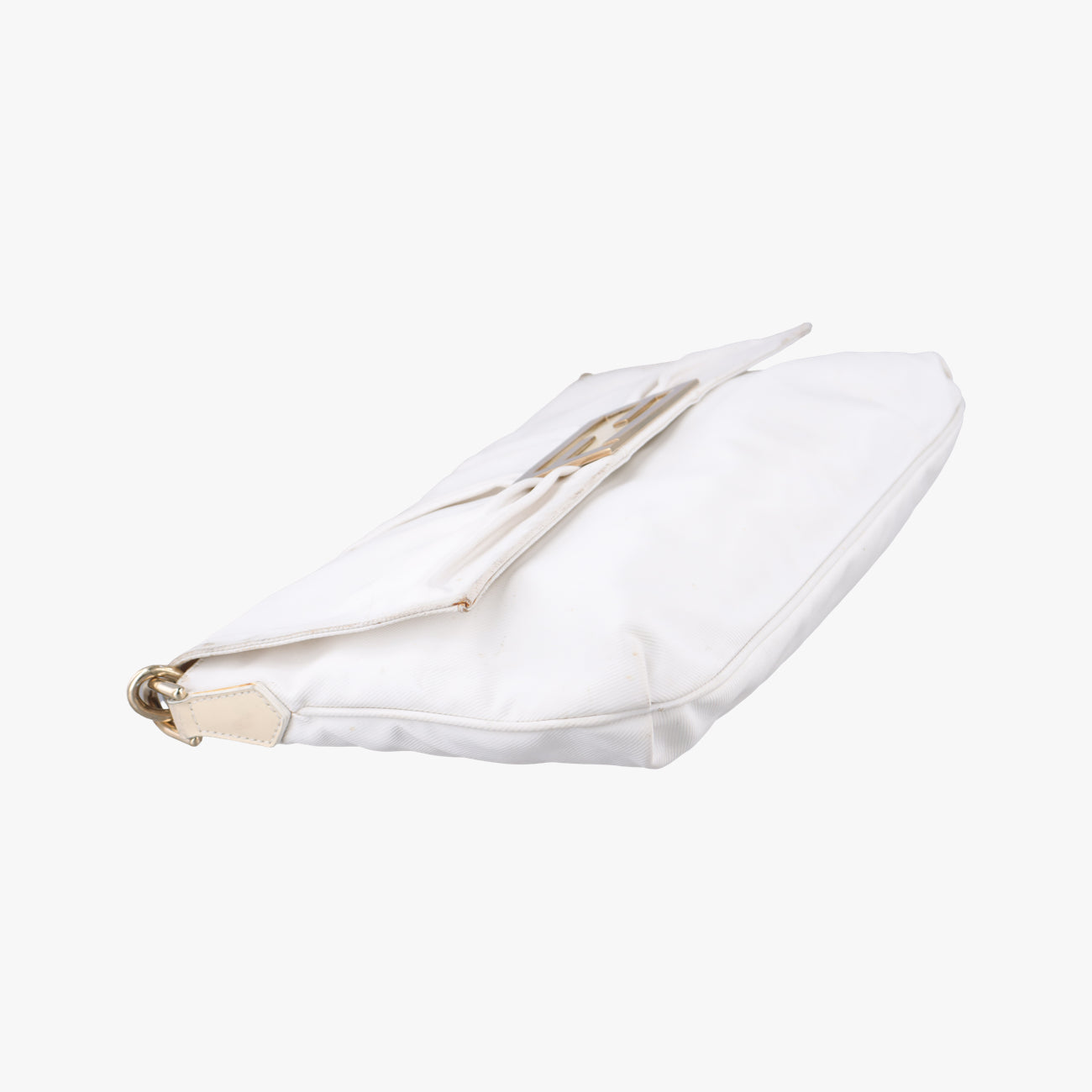 Pre-owned Fendi Mia Flap White Canvas 8BT163 shoulderbag | stylenewstar