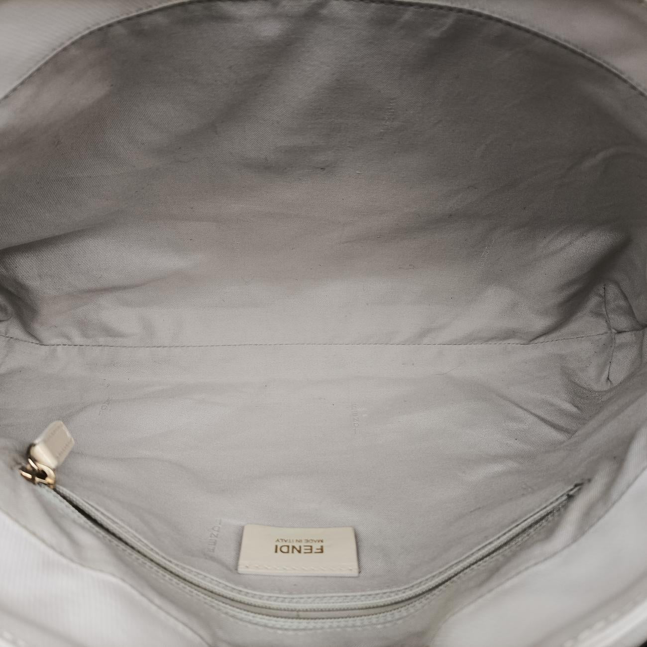 Pre-owned Fendi Mia Flap White Canvas 8BT163 shoulderbag | stylenewstar