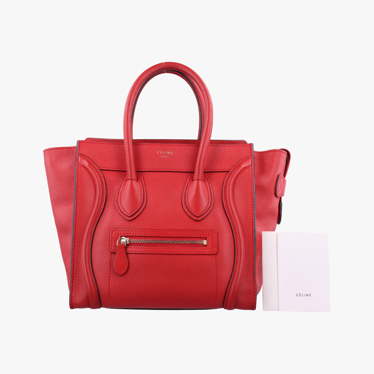Pre-owned Celine Luggage Micro shopper Red Leather  handbag | stylenewstar