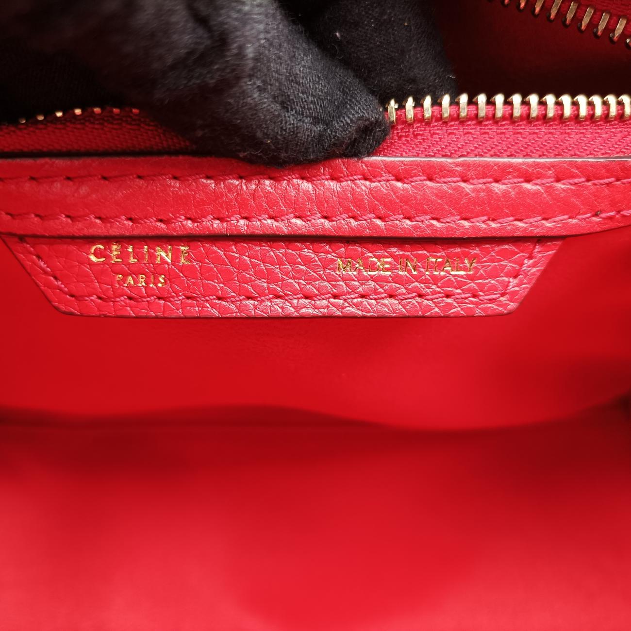 Pre-owned Celine Luggage Micro shopper Red Leather  handbag | stylenewstar