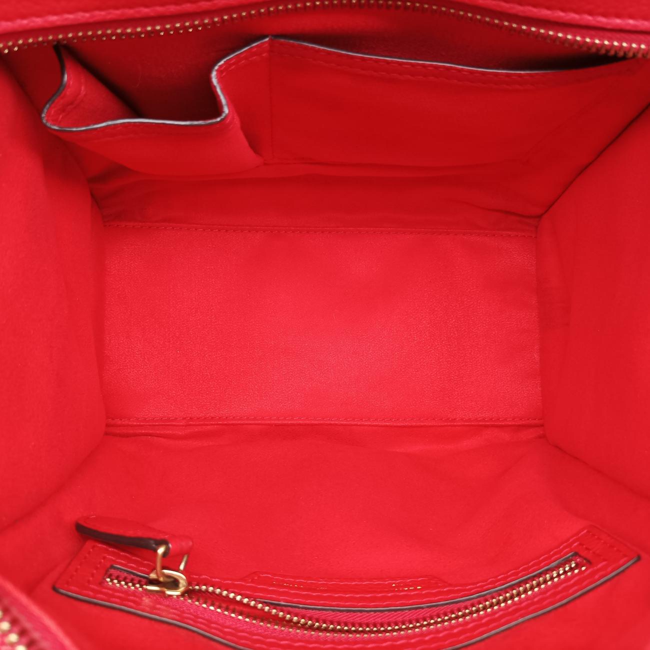 Pre-owned Celine Luggage Micro shopper Red Leather  handbag | stylenewstar