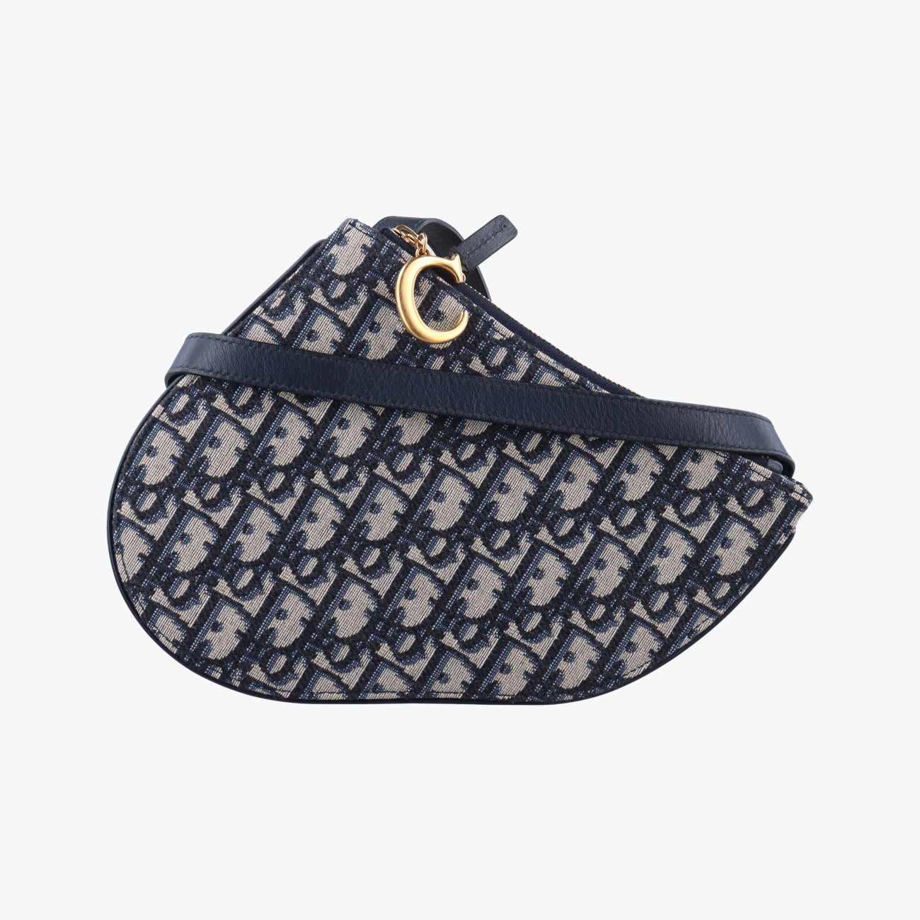 Pre-owned Christian Dior Saddle Navy×gray Jacquard  shoulderbag | stylenewstar