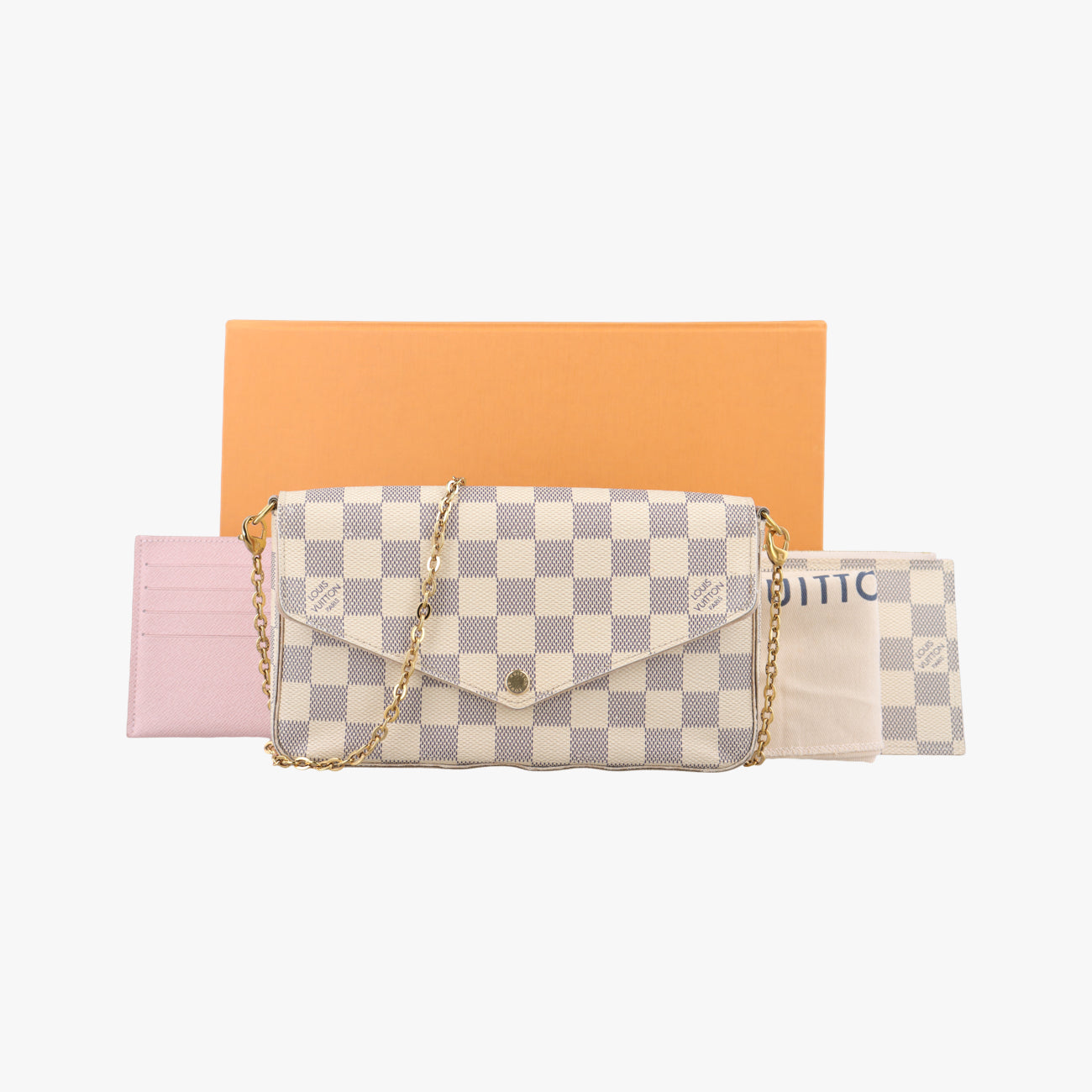 Pre-owned Louis Vuitton Pochette FéLICIE Azur Damier Canvas N63106 shoulderbag | stylenewstar