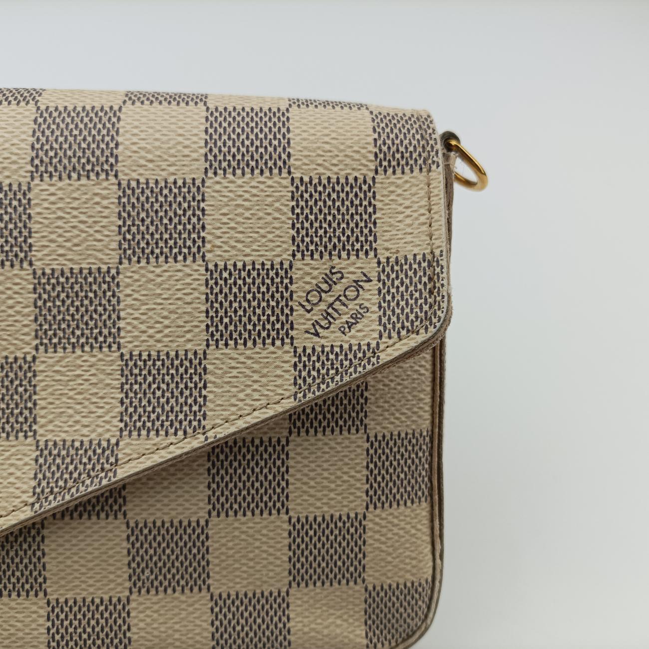 Pre-owned Louis Vuitton Pochette FéLICIE Azur Damier Canvas N63106 shoulderbag | stylenewstar