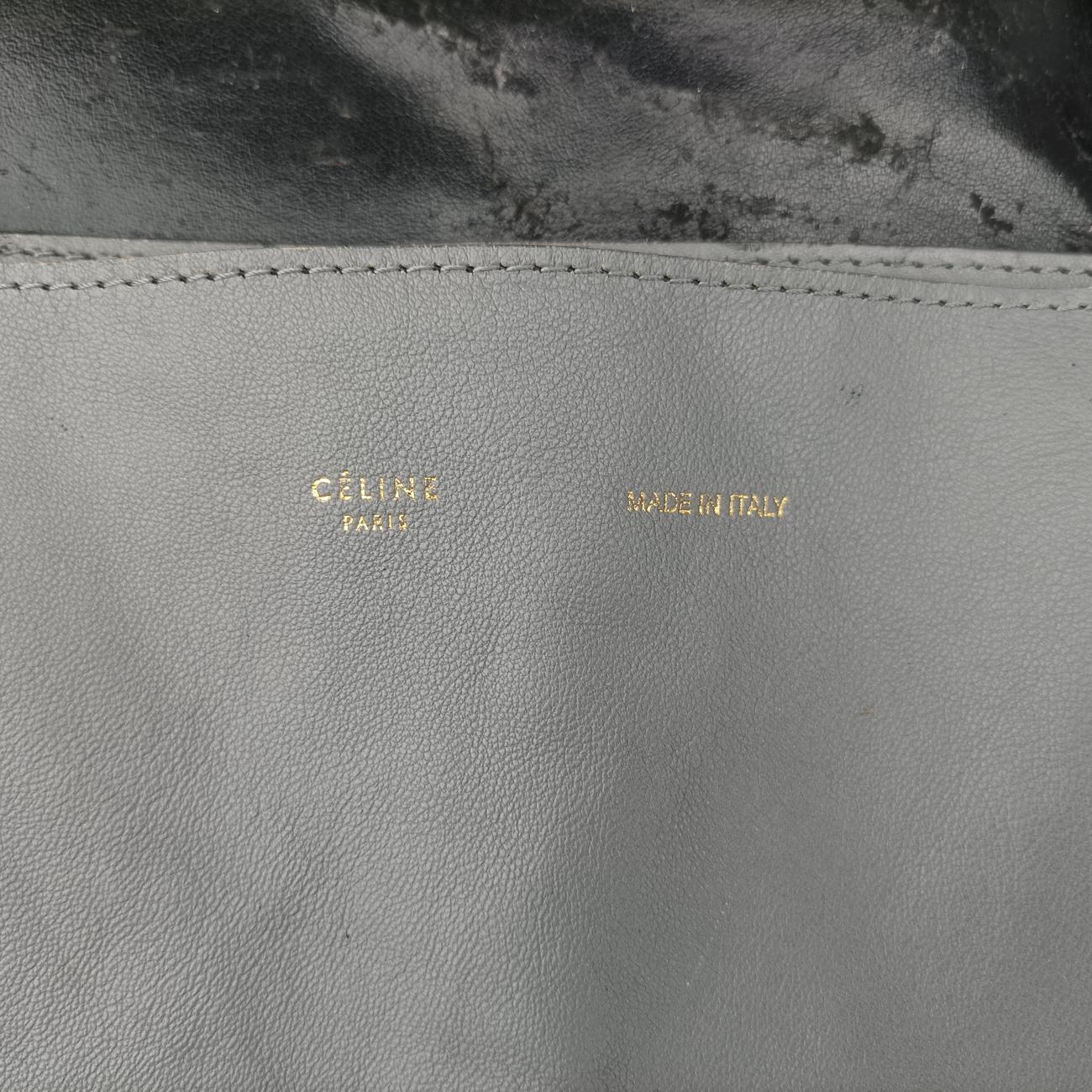 Pre-owned Celine Horizontal  side zip Grey leather  shoulderbag | stylenewstar