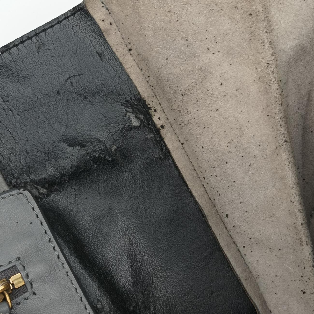 Pre-owned Celine Horizontal  side zip Grey leather  shoulderbag | stylenewstar