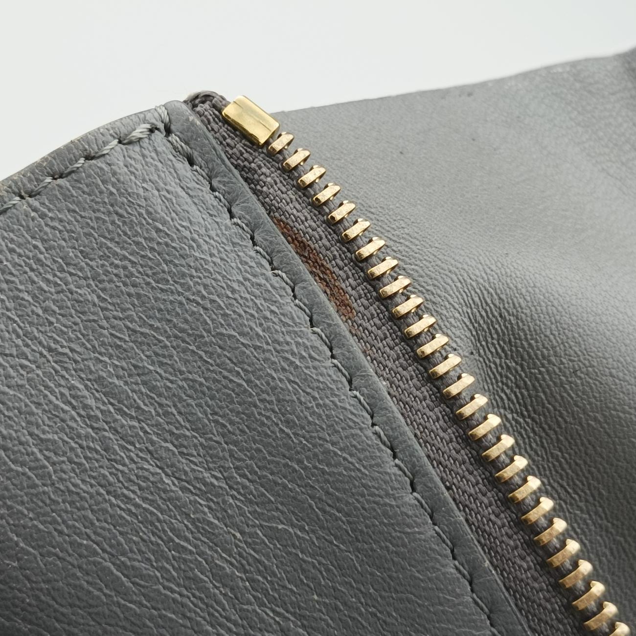 Pre-owned Celine Horizontal  side zip Grey leather  shoulderbag | stylenewstar