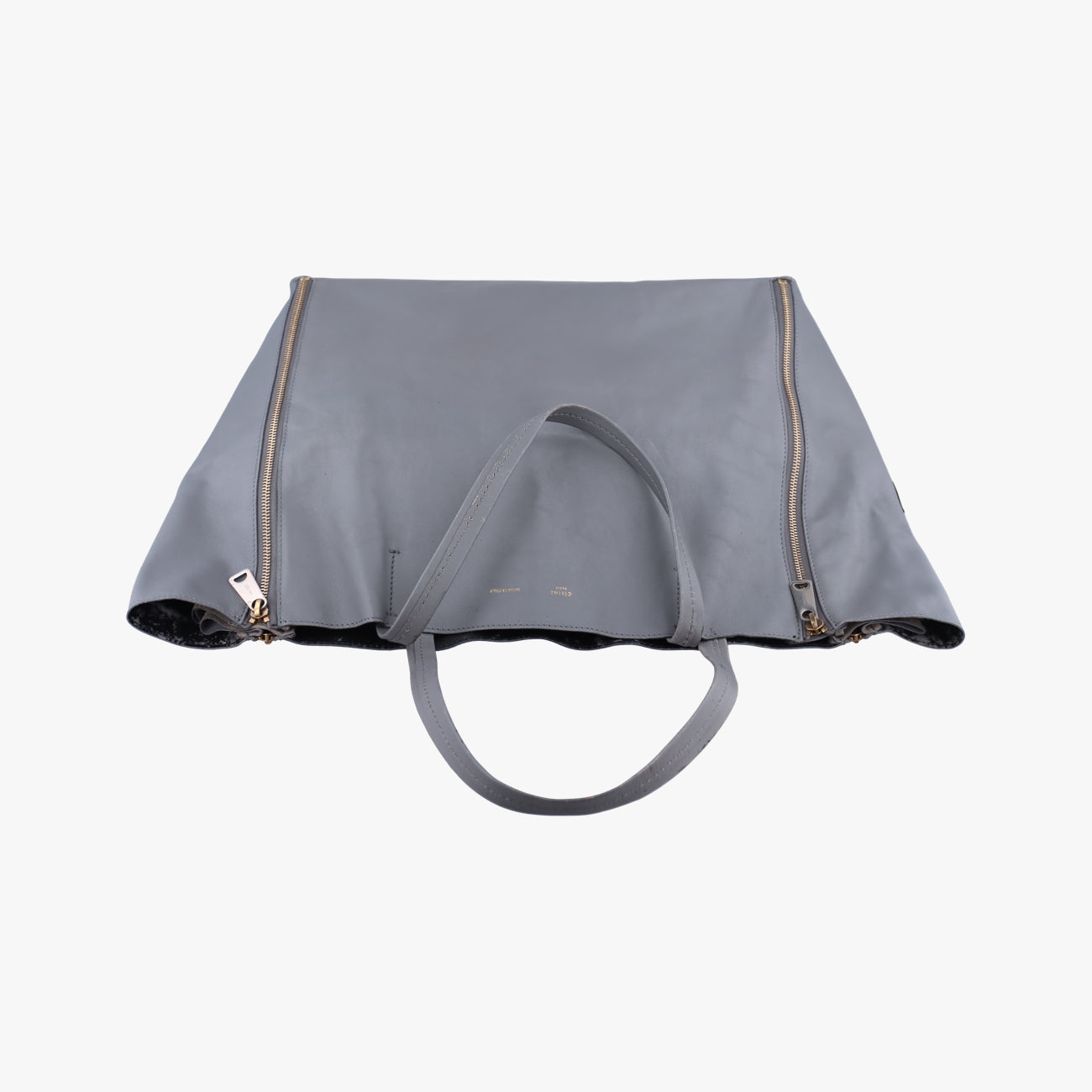 Pre-owned Celine Horizontal  side zip Grey leather  shoulderbag | stylenewstar