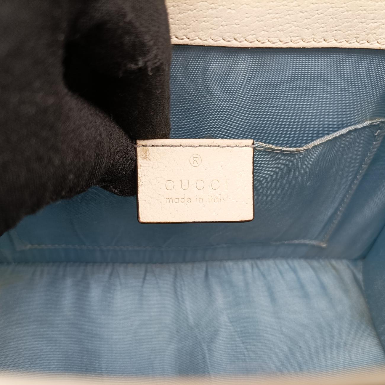 Pre-owned Gucci Sylvie White x Navy x Red Leather 470270 shoulderbag | stylenewstar