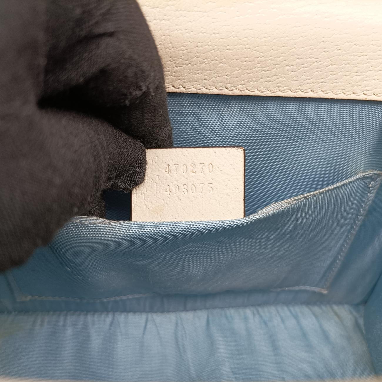 Pre-owned Gucci Sylvie White x Navy x Red Leather 470270 shoulderbag | stylenewstar