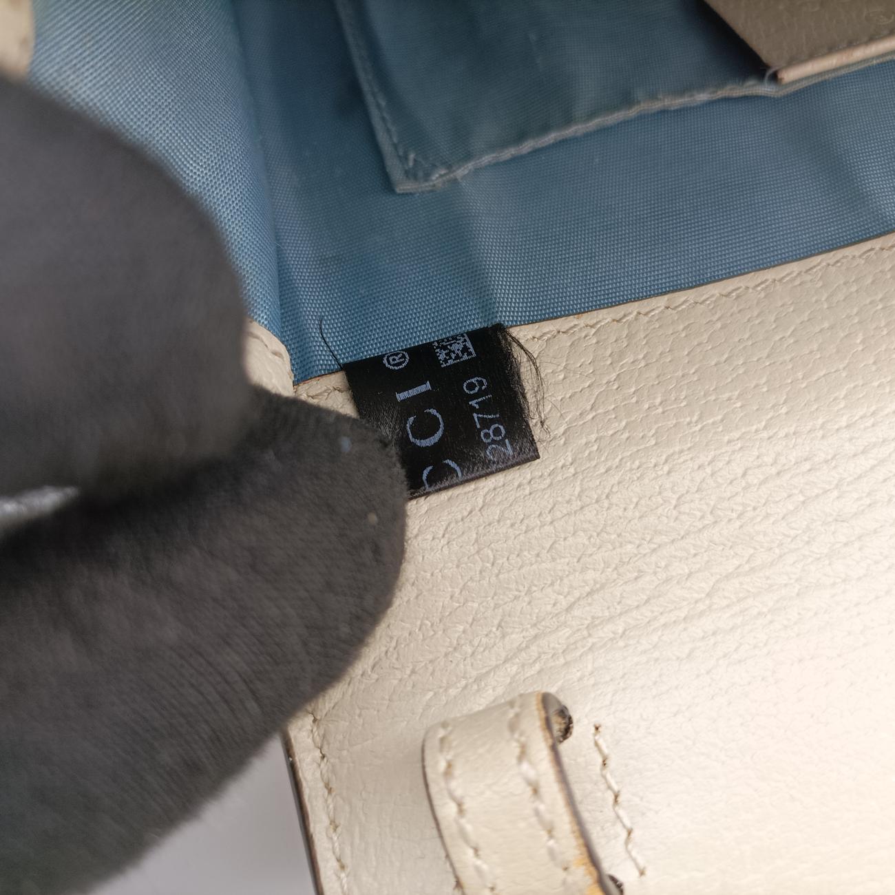 Pre-owned Gucci Sylvie White x Navy x Red Leather 470270 shoulderbag | stylenewstar