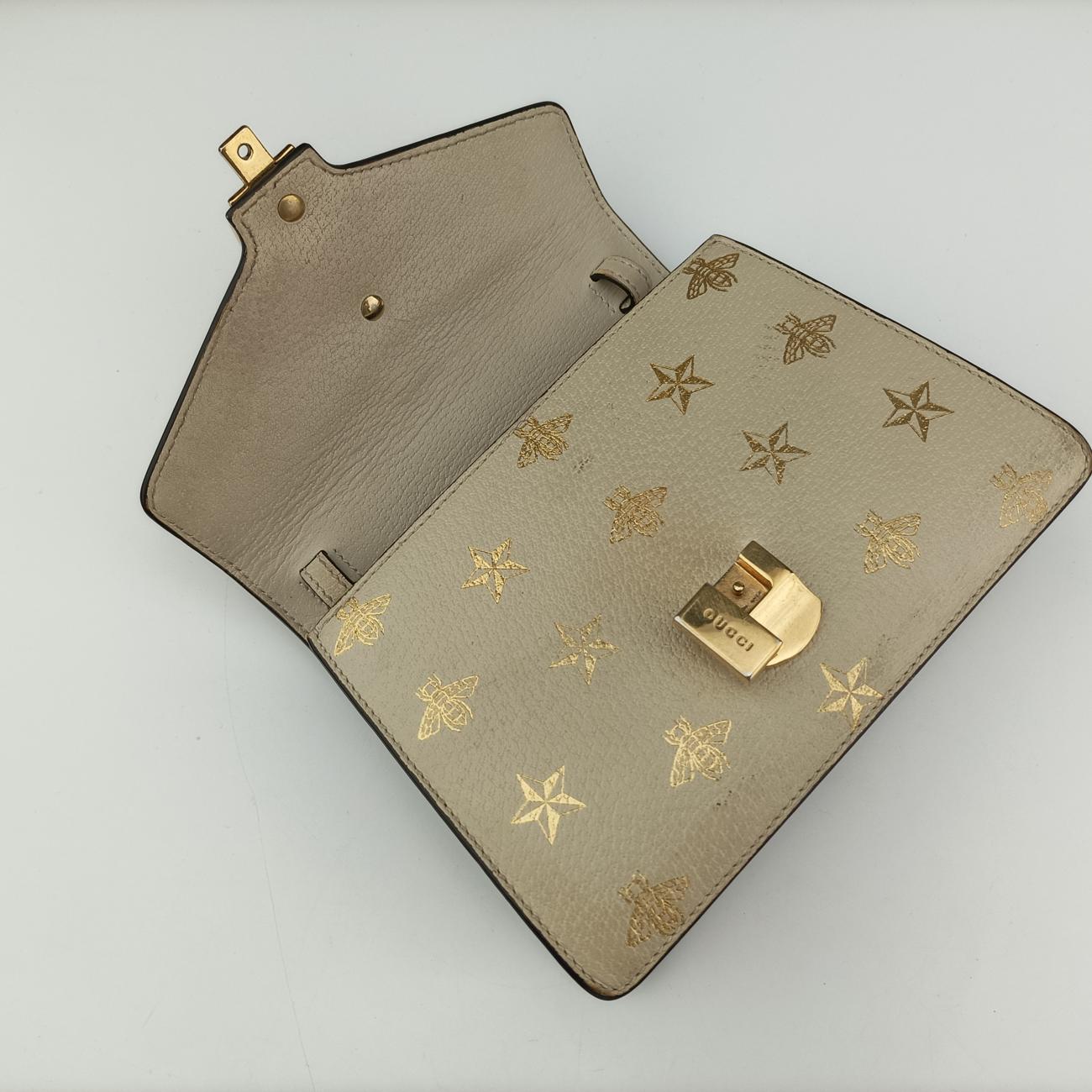 Pre-owned Gucci Sylvie White x Navy x Red Leather 470270 shoulderbag | stylenewstar