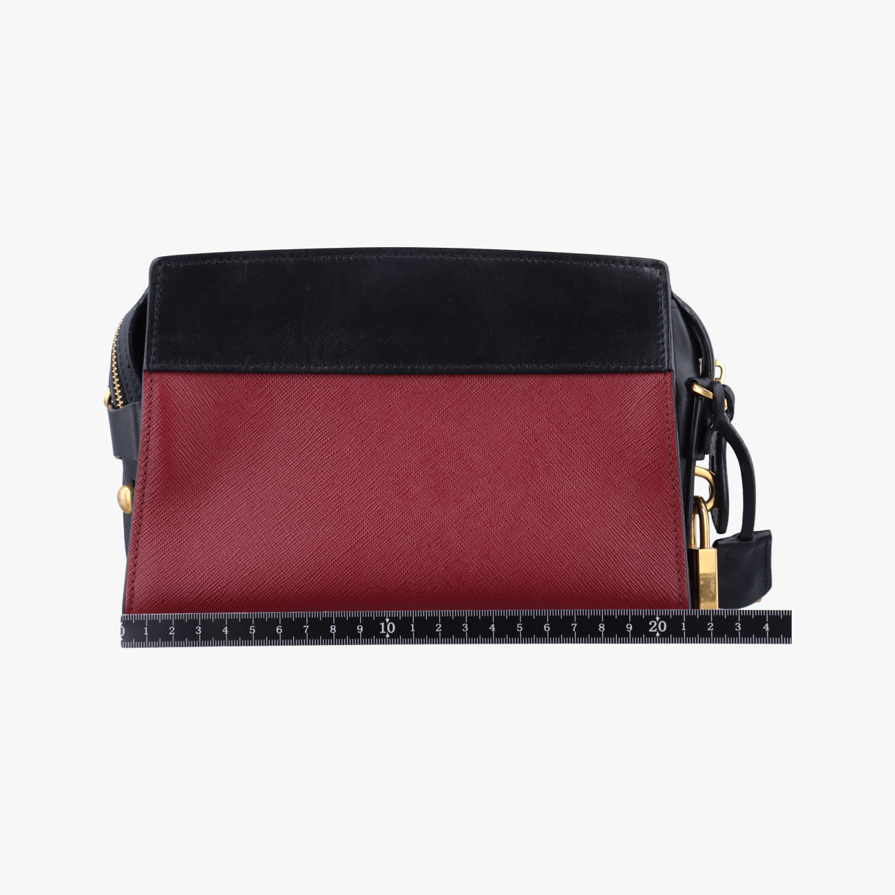Pre-owned Prada Esplanade Black×Red SAFFIANO Leather 1BH043 shoulderbag | stylenewstar