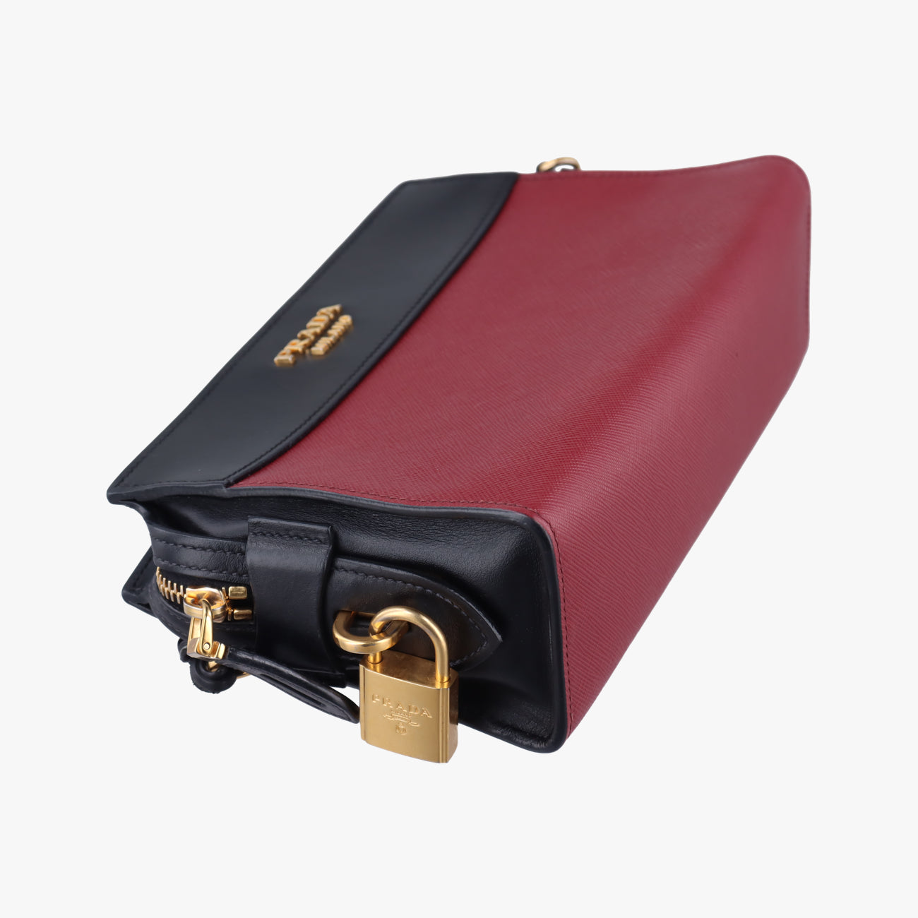 Pre-owned Prada Esplanade Black×Red SAFFIANO Leather 1BH043 shoulderbag | stylenewstar