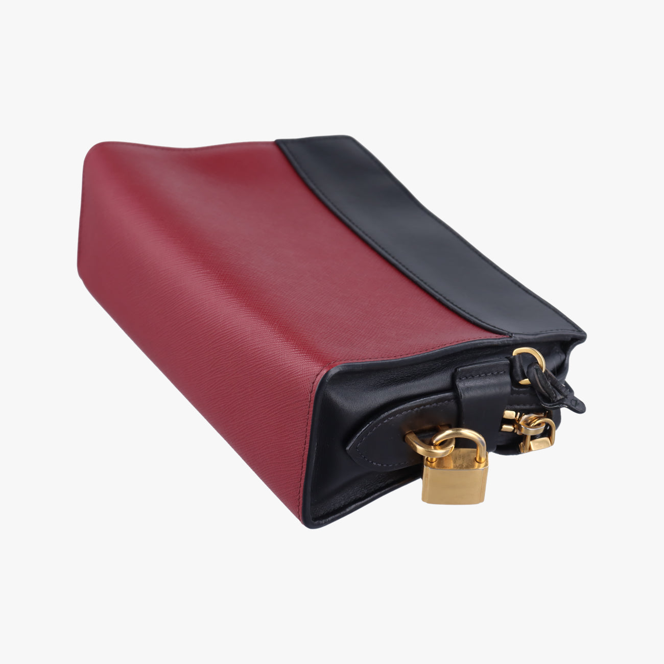 Pre-owned Prada Esplanade Black×Red SAFFIANO Leather 1BH043 shoulderbag | stylenewstar