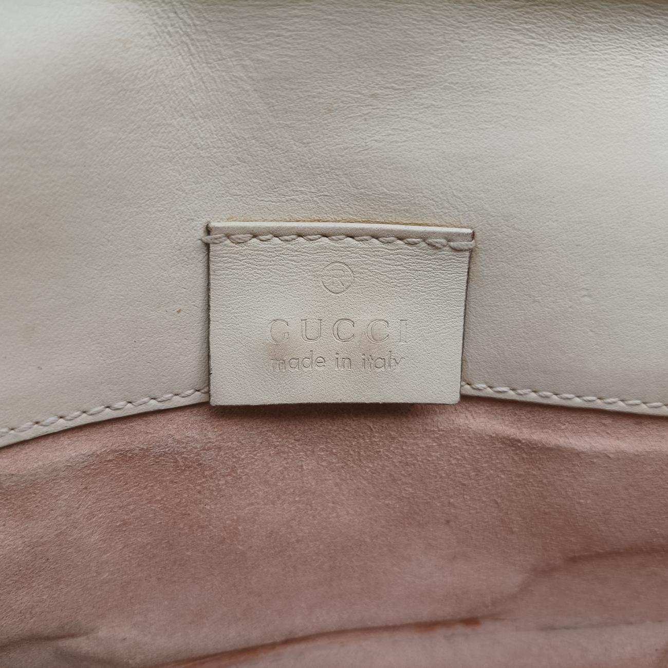 Pre-owned Gucci Sylvie Ivory x Navy x Red Leather 494646 shoulderbag | stylenewstar