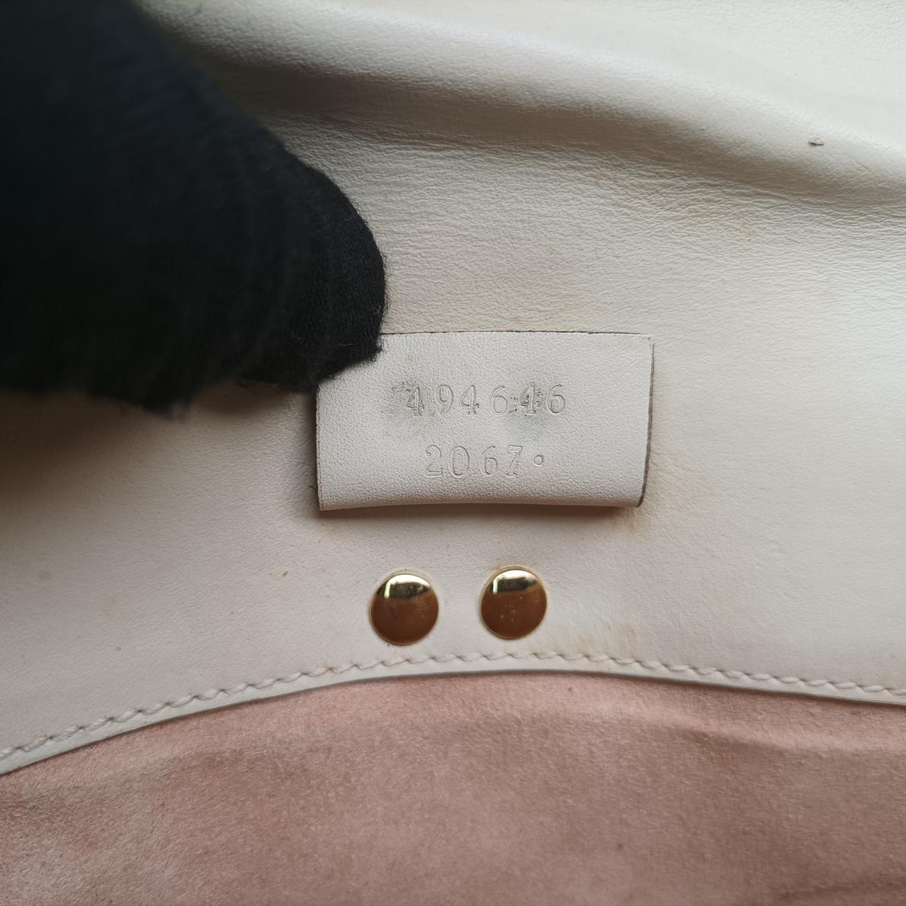 Pre-owned Gucci Sylvie Ivory x Navy x Red Leather 494646 shoulderbag | stylenewstar