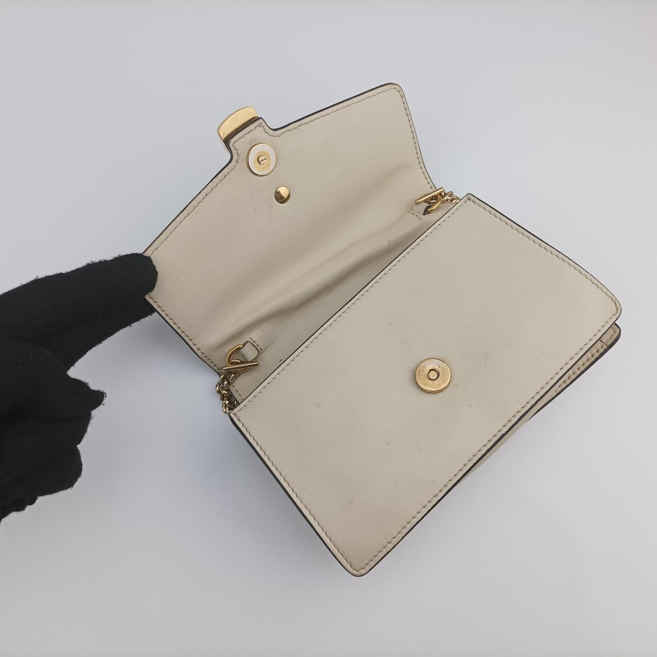 Pre-owned Gucci Sylvie Ivory x Navy x Red Leather 494646 shoulderbag | stylenewstar