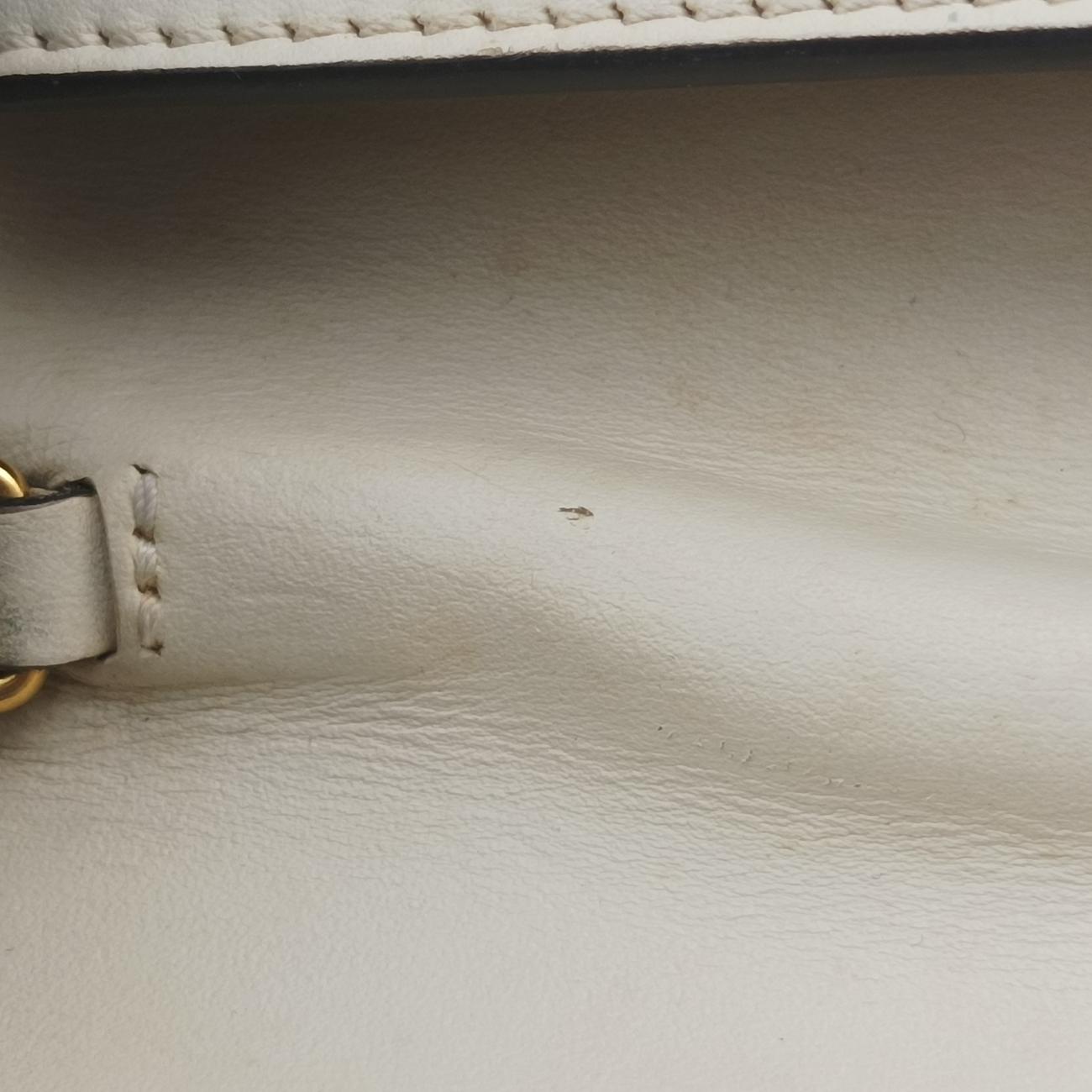 Pre-owned Gucci Sylvie Ivory x Navy x Red Leather 494646 shoulderbag | stylenewstar