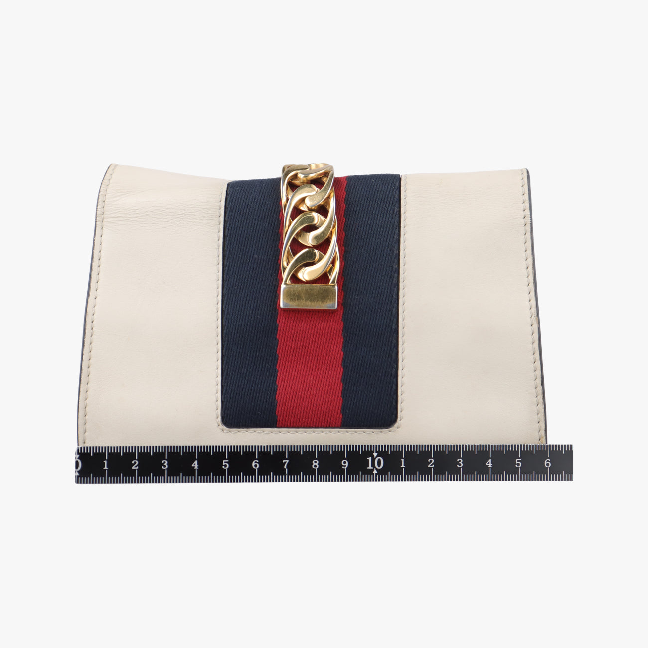 Pre-owned Gucci Sylvie Ivory x Navy x Red Leather 494646 shoulderbag | stylenewstar