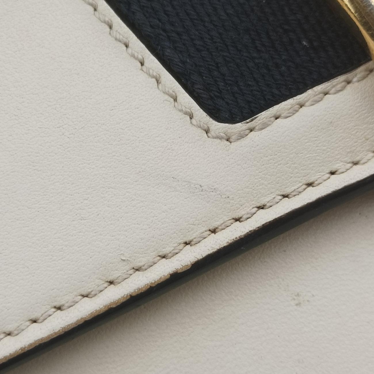 Pre-owned Gucci Sylvie Ivory x Navy x Red Leather 494646 shoulderbag | stylenewstar