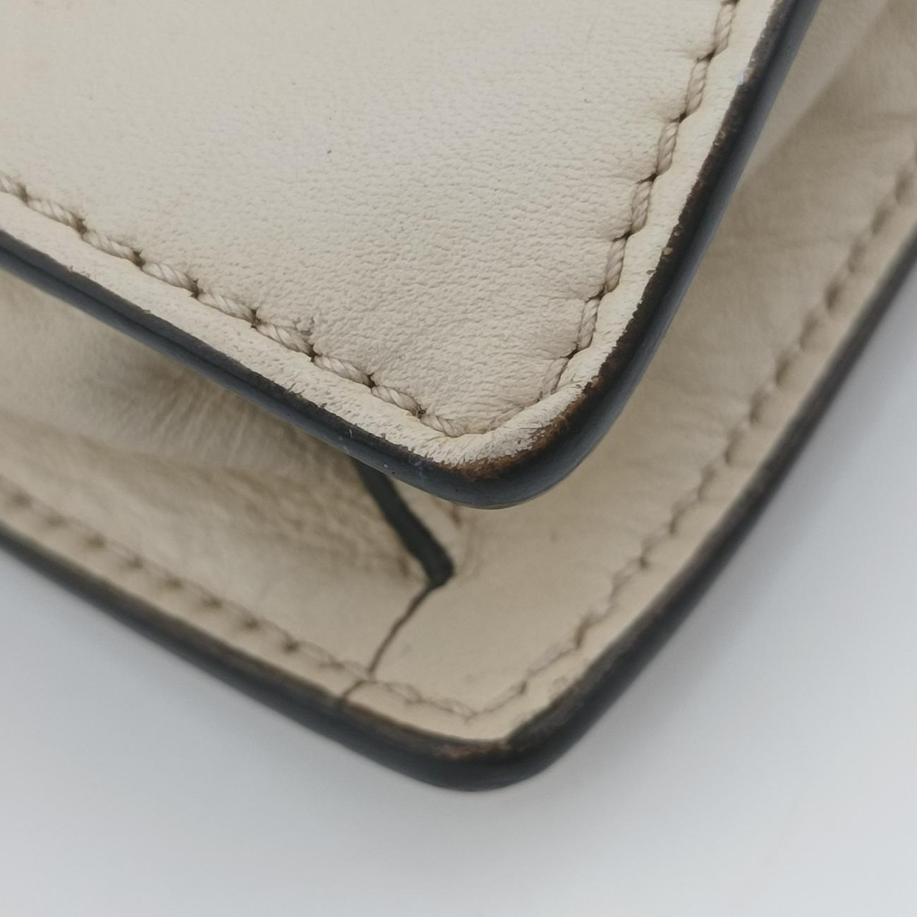 Pre-owned Gucci Sylvie Ivory x Navy x Red Leather 494646 shoulderbag | stylenewstar