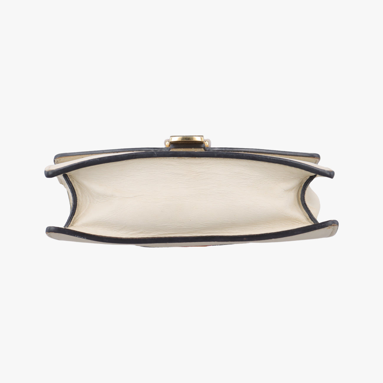 Pre-owned Gucci Sylvie Ivory x Navy x Red Leather 494646 shoulderbag | stylenewstar