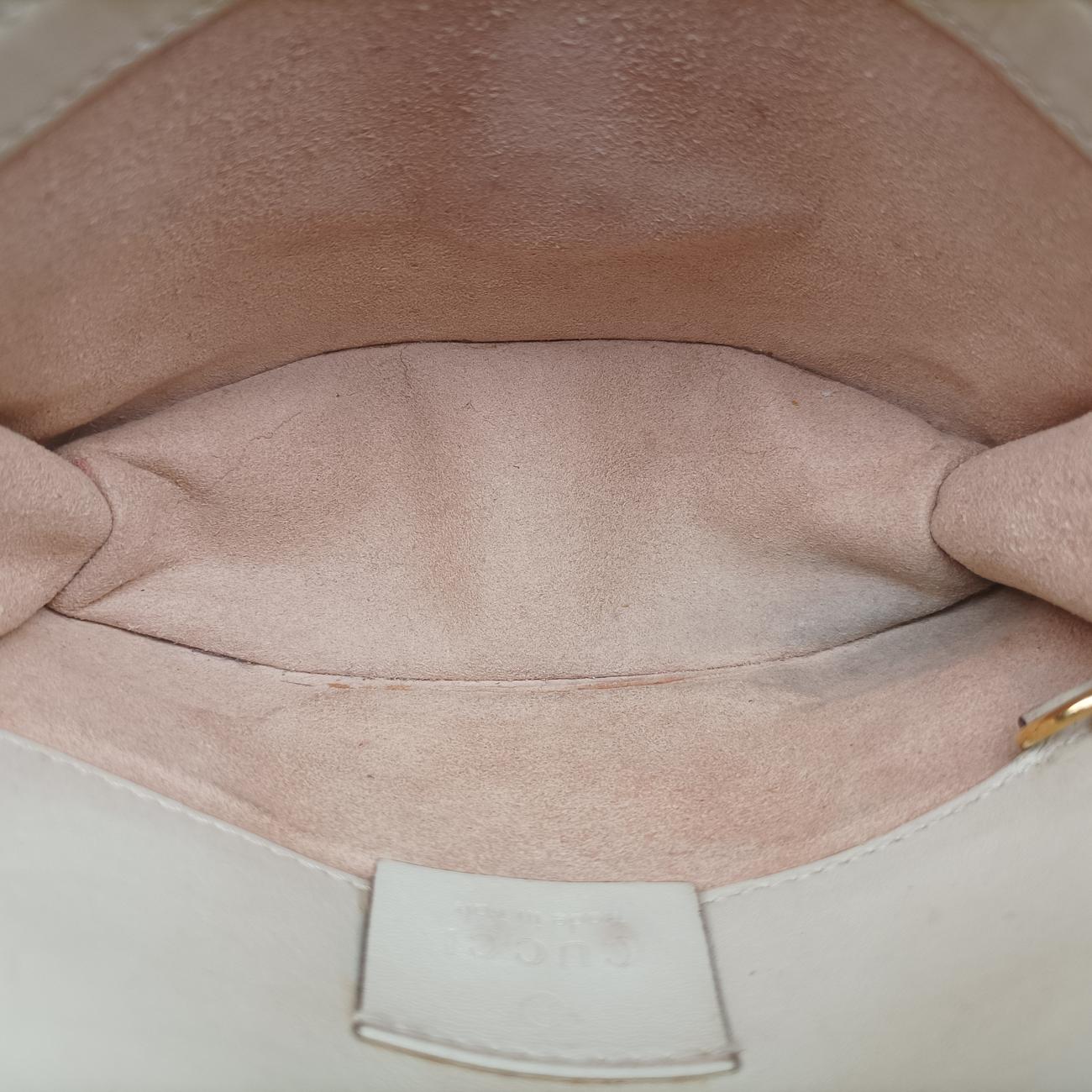 Pre-owned Gucci Sylvie Ivory x Navy x Red Leather 494646 shoulderbag | stylenewstar