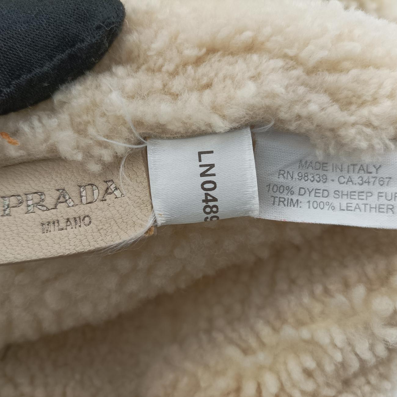 Pre-owned Prada Mouton White Shearling  shoulderbag | stylenewstar