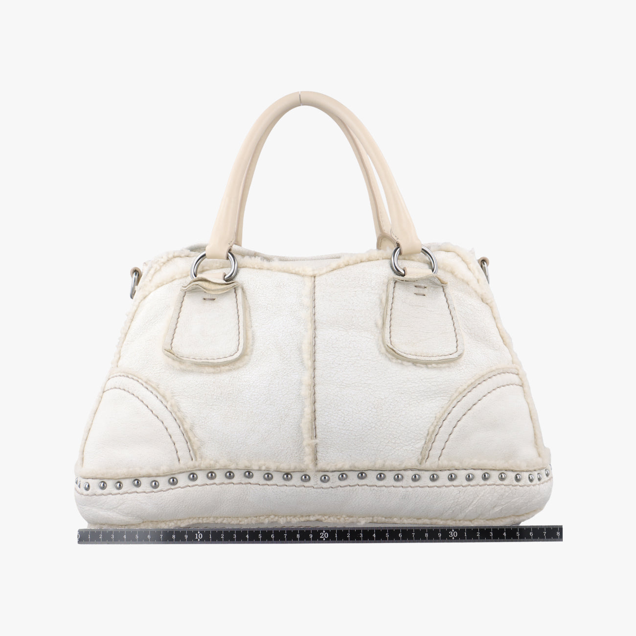 Pre-owned Prada Mouton White Shearling  shoulderbag | stylenewstar