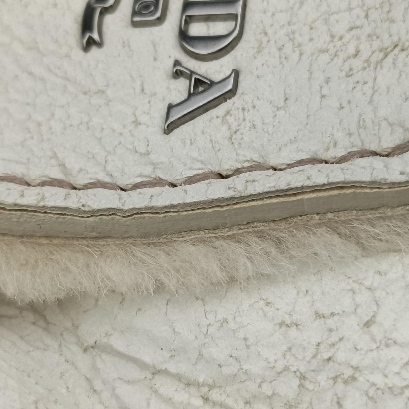 Pre-owned Prada Mouton White Shearling  shoulderbag | stylenewstar